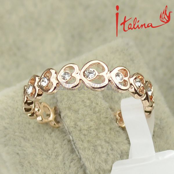 Italina brand New 18K rose Gold aneis Women s crystal heart bijoux jewelry made with Austrian