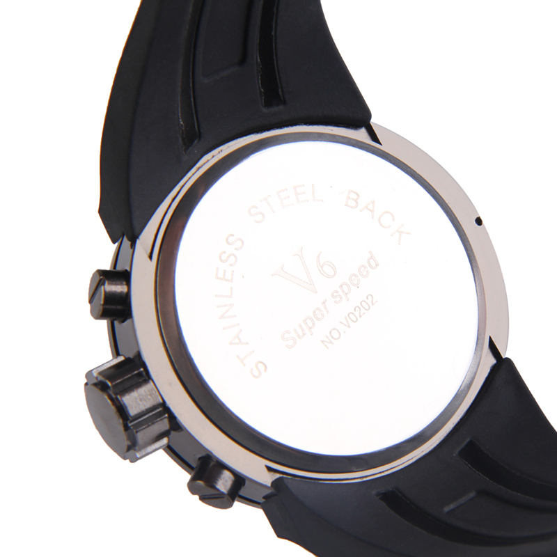 BS S Big Dial Silicone Wristwatch Casual Sports Element Mens Quartz Watch Black