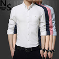 TOP NS Long Sleeve Mens Casual Shirts Solid Pattern Brand Men s Dress Shirts Denim Fabric