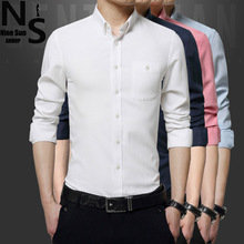 TOP NS Long Sleeve Mens Casual Shirts Solid Pattern Brand Men’s Dress Shirts Denim Fabric Spring Summer Men’s Shirt Shirts M-5XL