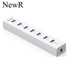 Новый бренд высокоскоростной hub usb 3.0 новый 7-Ports разветвитель usb с 5V2A ес / великобритания / AU адаптер для портативных пк ABS белый