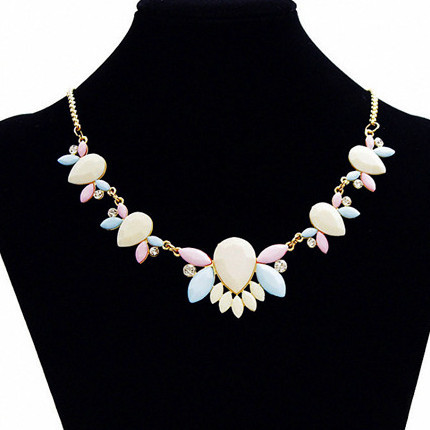 New 2016 Maxi Necklace Women Resin Flower Collares Gold Plated Choker Statement Necklaces Pendants Jewelry Bijoux
