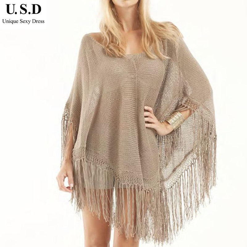 New Knitted Loose Bathing Suit Cover ups Fashion Women Sexy Tassel Beach Tuni...