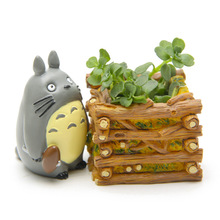 Studio Ghibli Totoro Flower Pot Resin Tree Stick pot Figure Doll Model Nice For Collection Flower Brinquedos