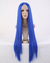 TopWig 2015 Queen Hair Men’s Long Straight Blue Annie Cosplay Wig Synthetic Heat Resistent Wigs+Cap
