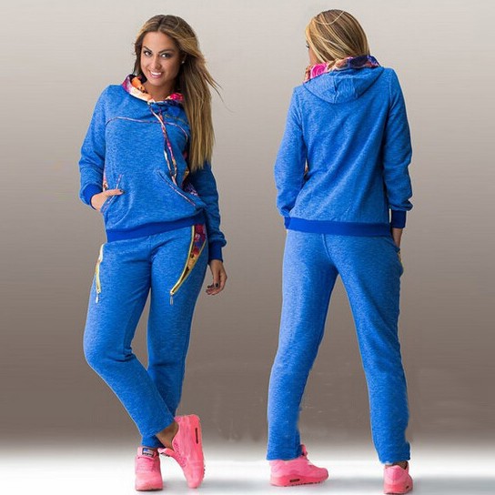 2015-Autumn-winter-women-Hooded-Pullover-Sport-Tracksuits-Two-Piece-sets-Patchwork-Cotton-Sport-Suit