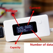 1pcs USB Charger Capacity Current Voltage Tester Meter For Cell Phone Power LCD display volt Amp monitor for battery