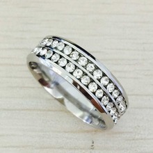 High quality luxury wide 8mm Double Row channel CZ diamond Wedding rings Mens18K white Gold diamond