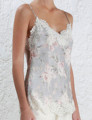 Women Iris Floral Stranded Lace Cami Lace Trimmed Cami Top With Shoestring Shoulder Straps
