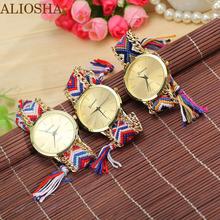 ALIOSHA 13 Colors Braided Rope Bracelet Geneva Watches Hand Made Friendship Watch Women Quartz Watches Gold
