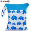 simfamily 1PC Reusable Waterproof Printed PUL Diaper Wet Bag Double Pocket Cloth Handle 28x36CM Wholesale