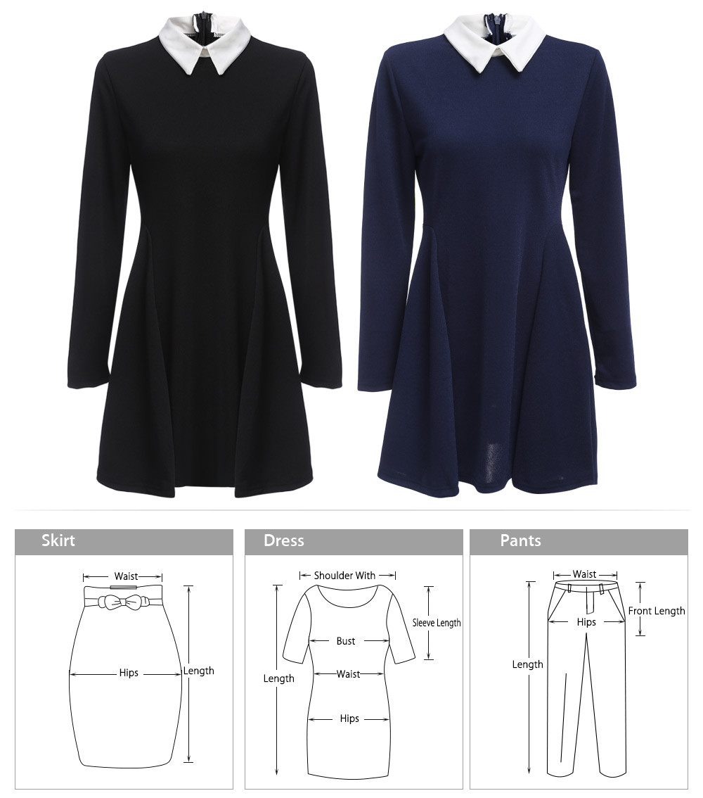 VESTLINDA Chiffon Dress Women Turn Down Collar Long Sleeve A Line Mini Dress Preppy Style Vestido Robe Femme 2017 Casual Dress 8