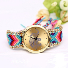 2015 new fashion casual women cute elephant on gold satin dial high quality and comfortable atmosphere. Beautiful quartz watch