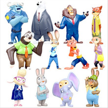 2016 12pcs/lot 4-7cm new Movie Zootopia Cartoon Utopia Action Figure Movie Pvc Mini Models Nick Fox Judy Rabbit Free shipping