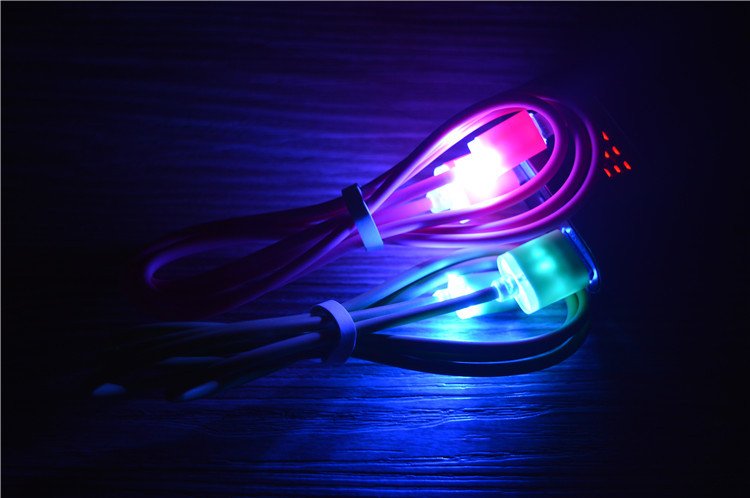 LED light Visible ROUND Micro USB V8 V9 Charger Cable 1M Data Sync Charging Wire Cord for Samsung S3 S4 s5 Note 4
