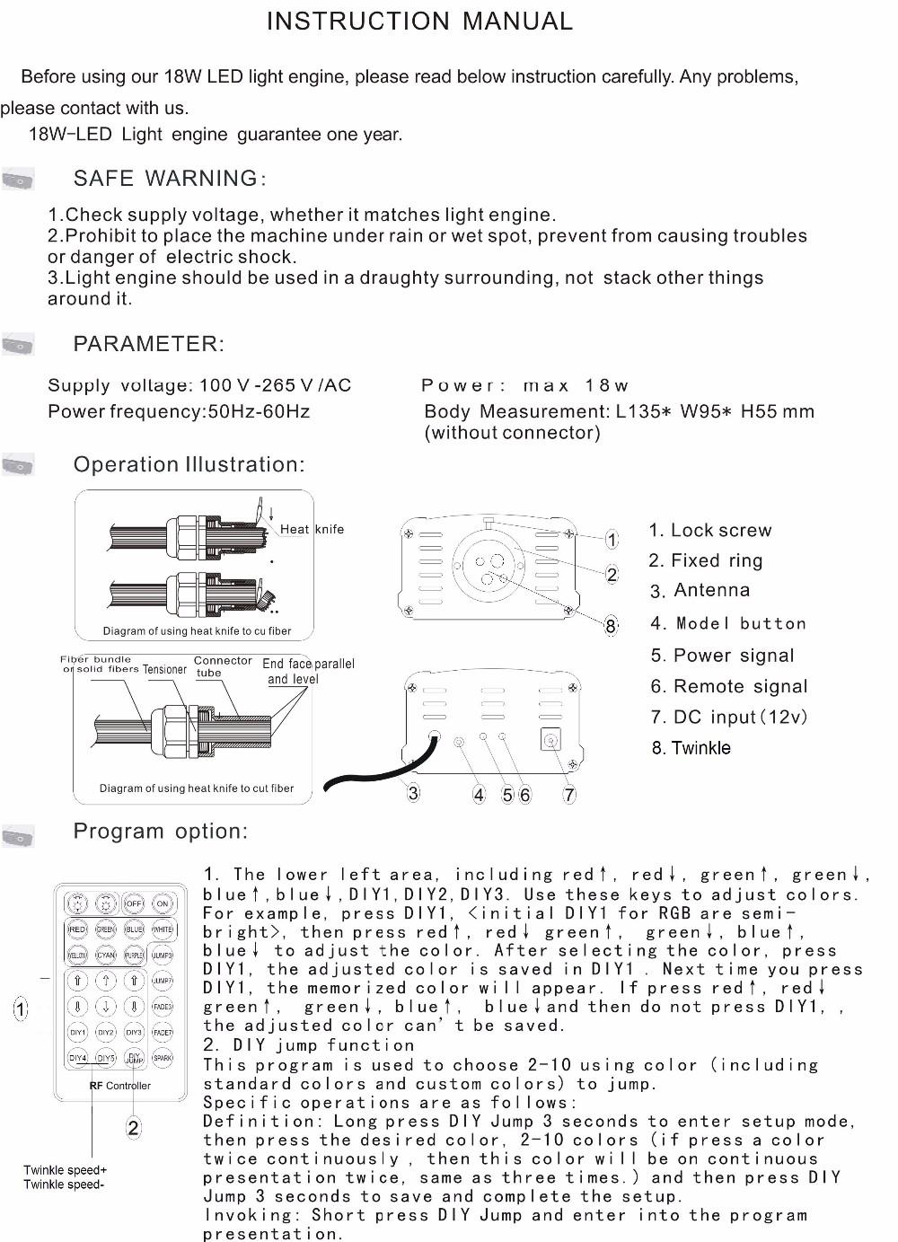 Description Picture 2 of itemTwinkle effece RGBW 18W LED light engine with twinkle wheel; with 28key RF remote,AC100-240V input