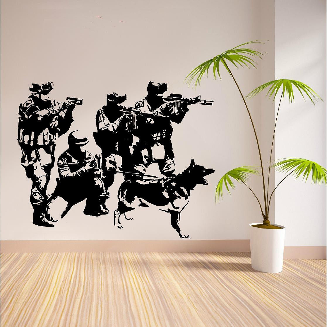 C099 Swat Team Military Army Soldiers Dogs Removeable Vinyl Wall Sticker For Boys Rooms Decoration Decal Livingroom Home Decor Vinyl Wall Stickers Wall Stickerstickers For Aliexpress