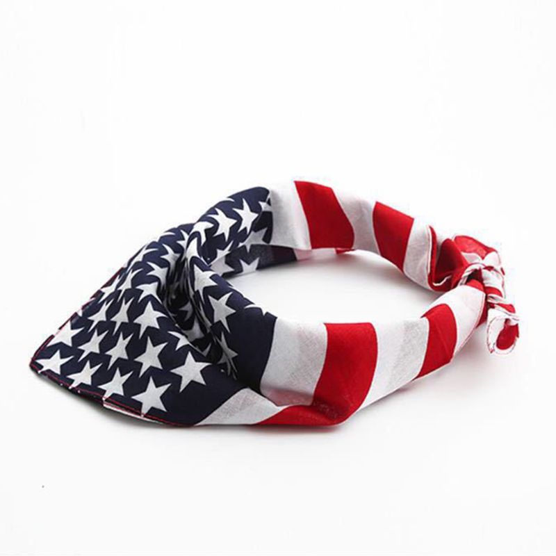 America Wavy Stars & Stripes Cotton Bandana Scarf Handkerchief Hanky 22 X 22 