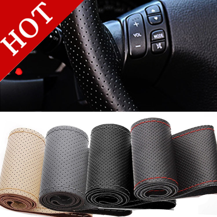 3 Sizes 3 Colors High quality Genuine Cowhide Leather Steering Wheel Cover racing steering wheel Free