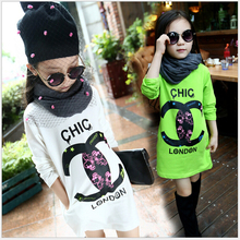 Newest 2015 Autumn Baby Girls Brand Dress Cotton Long Sleeve Printing Dress Children’s Clothes Kids Fashion Casual Tops Dress