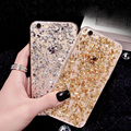 Luxury Ultra Slim Rubber Gold Bling Paillette Sequin Skin Clear Soft TPU Back Cover Phone Case