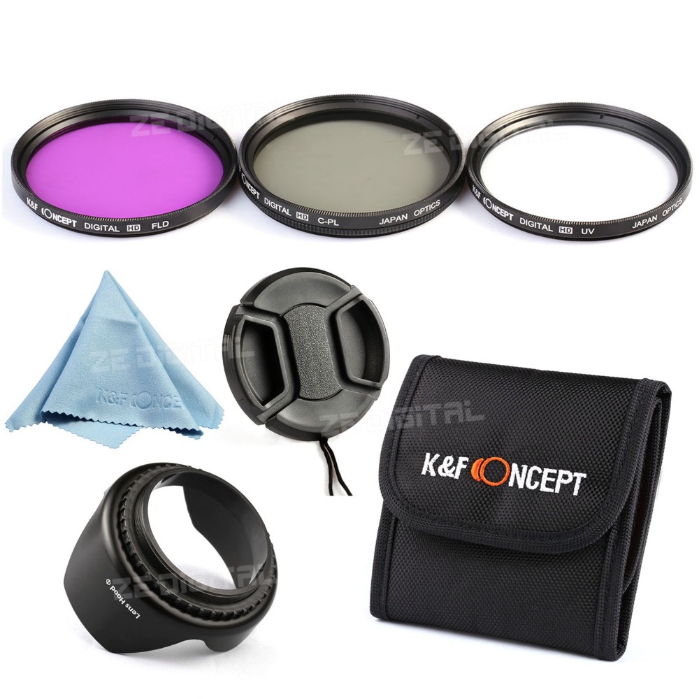 K F Concept 52mm UV CPL FLD Polarizing Filter Set Lens Hood For Nikon D600 D3200