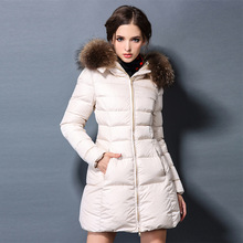 The 2015 winter Couture boutique PLD new super slim long thick raccoon fur collar down jacket