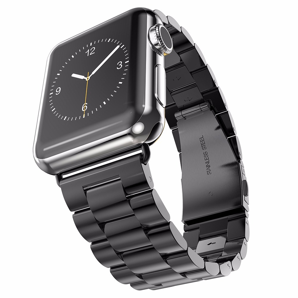 New HOCO Tarnish Black Luxury Apple Watch Stainless Steel Strap Buckle Adapter Watch Bands Band ...