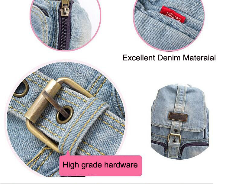 Women fashion canvas denim Backpack Girls Casual vintage school campus bags travel backpack Free Shipping