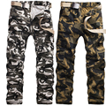 Army Green Snow White Camouflage Cargo Pants Men Camo Trousers Loose Cotton Multi Pocket Plus