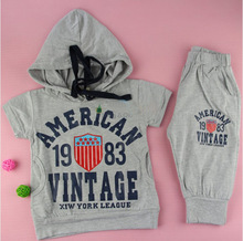 Boys Toddler Girls Sets Hooded Pants Kids Clothing T shirt Outfit Suit Summer Sz2 7 Y