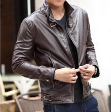 Free shipping new arrival 2014 men’s leather coat jacket mens casual cultivation pu leather jacket winter jacket men 2 color