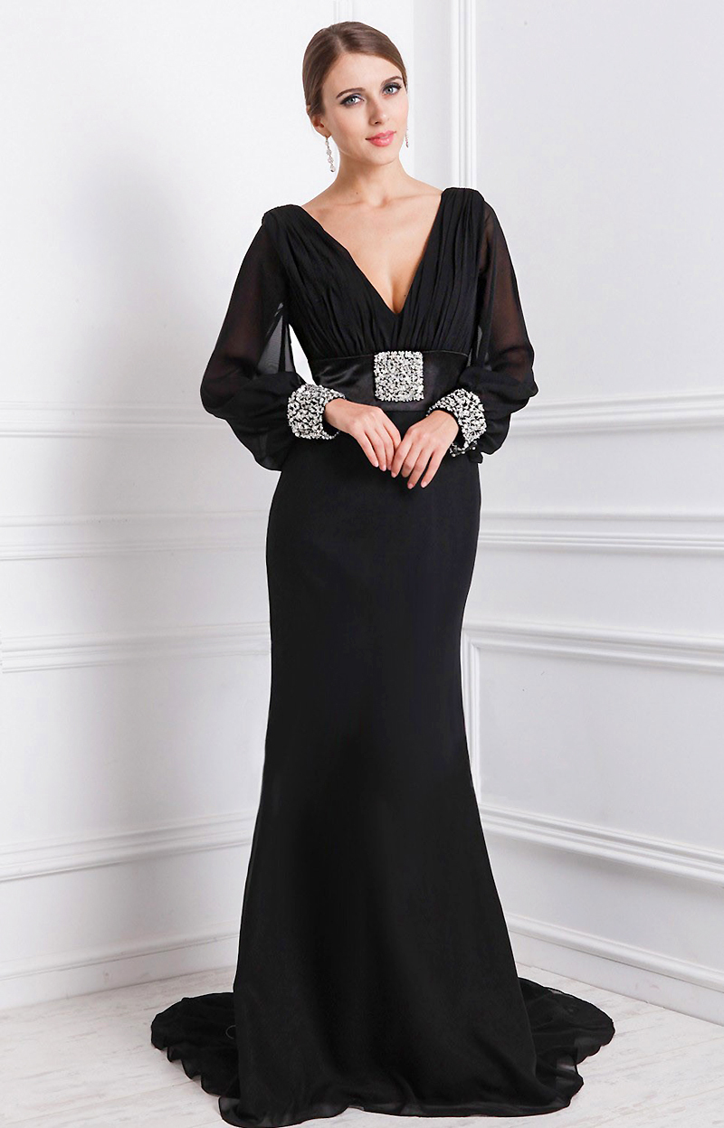 Long sleeve formal dresses plus size