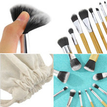 10Pcs Women Girl Professional Bamboo Handle beauty Cosmetic Makeup Brushes Set Kits Eyeshadow eyeliner blending brush