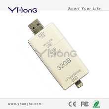 2015 Newest 3 in 1 USB flash drive for iPhone iPad , compatible with Android iPhone and computer USB flash drive Pendrive