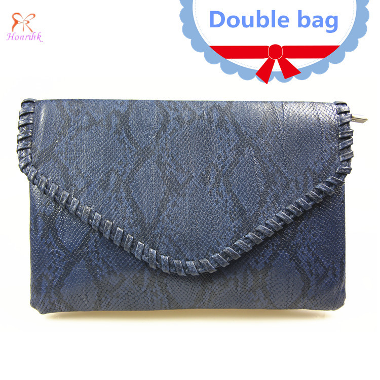 Free shipping Christmas gifts Womens Envelope Clutch bags snake leather double bags women handbag messenger bag