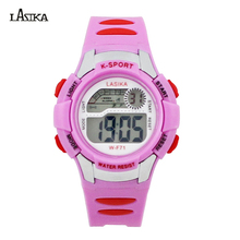 Sports Style Lasika Brand Multicolor Water Resistant Kids Student Alarm Watch Adult and Children Digital LED