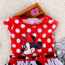 Pretty New Summer Baby Girls Cartoon Minnie Mouse Dress Polka Dots Party Princess Dress Kids Red
