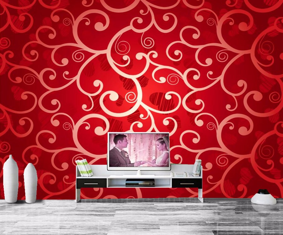 Custom Papel De Parede Red Texture Tracery Wallpapers Living Room Tv Sofa Wall Bedroom Restaurant Waterproof Wallpaper