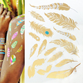 Golden feather design flash tattoos beautiful body one time temporary tattoos Can be waterproof gold tattoo