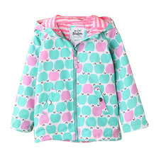 2015 Spring Autumn Children’s clothing Girls Windbreaker Jacket Coat Baby Kids Hooded Flower Waterproof Raincoat Outwear 3colors