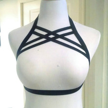 2016 new Double X under bust harness bra DAMIANA Kinky BDSM Inspired Soft Bondage Black Body Harness Cage Lingerie top retail