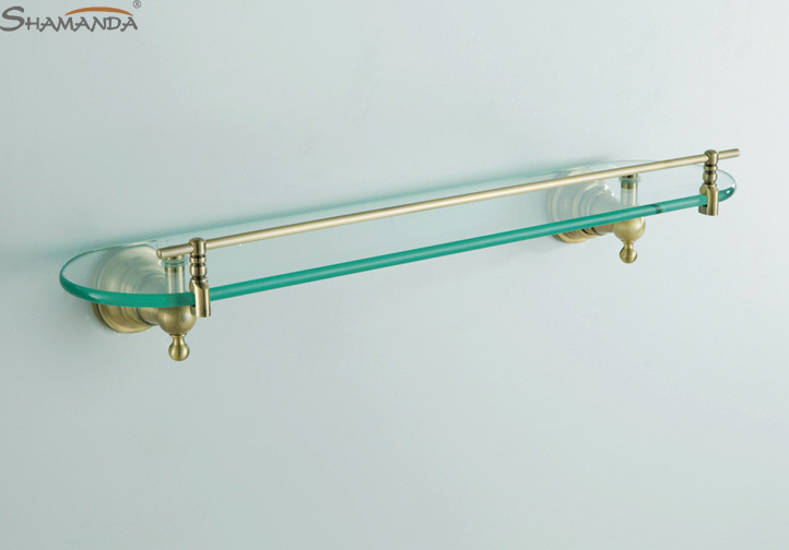 Free shipping European Antique Bronze Single Glass Shelf bathroom shelves-bathroom accessories-95012BN