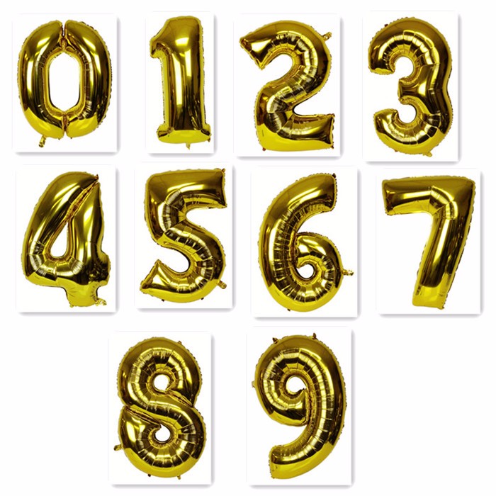 metallic number balloons