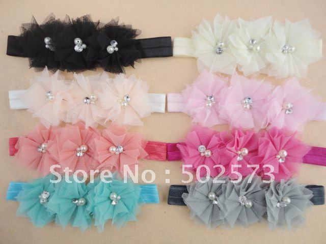 417 New baby headbands for photography 475   Baby Flower Headbands Tulle Mesh Flower HEADBANDS Toddlers Photography 