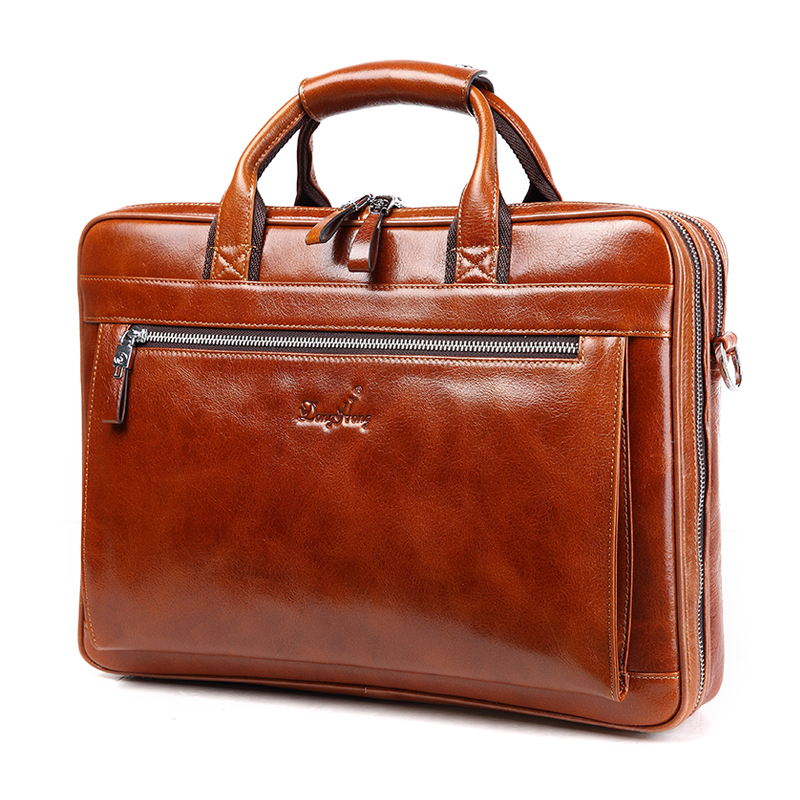 DongHong vintage 100% cuero genuino de los hombres de negocios de calidad Superior Para Hombre