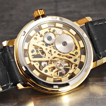 Men s Gorgeous Ultra thin Golden Hollow Carve Dial Luxury Mechanical Clock Watch 5V87