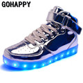 2017 lights up led luminous shoes high top glowing casual shoes with new simulation sole charge