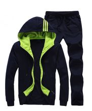 2015 New Fashion Men’s Cotton Fitness Workout GYM Running Sets 1 PCS Jackets+1 PCS Pants Good Quality Hoodies Casual Wear