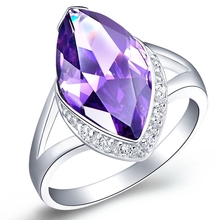 Korean Red Purple Created Diamond Wedding Ring 925 Sterling Silver Ruby Amethyst Engagement Party Bague 60